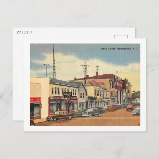 Manasquan NJ, Main St, Vintag Postkarte (Vorne/Hinten)