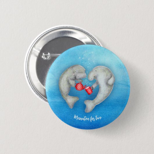 "Manatea for two" niedliche Teeküche Abzeichen Button (Vorne & Hinten)