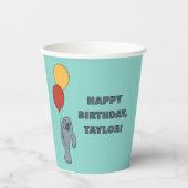 Manatee and Balloons Custom Birthday Party Pappbecher (Vorderseite)
