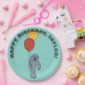 Manatee and Balloons Custom Birthday Party Pappteller (Party)