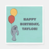 Manatee and Balloons Custom Birthday Party Serviette (Vorderseite)