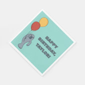 Manatee and Balloons Custom Birthday Party Serviette (Ecke)