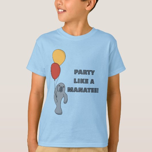 Manatee and Balloons Custom Birthday Party T-Shirt (Vorderseite)