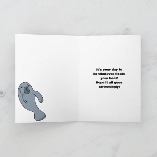 Manatee and Balloons Custom Geburtstag Karte (Innenseite)