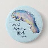 Manatee Awareness Month, Aquarellmauer Button (Vorderseite)