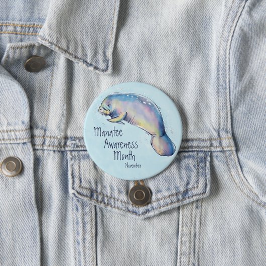 Manatee Awareness Month, Aquarellmauer Button (Beispiel)