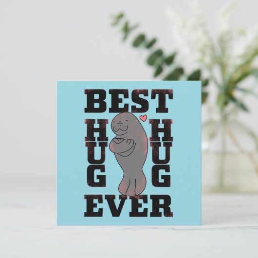 Manatee - Best Hug Ever - Hug - ASL Design Dankeskarte (Stehend Vorderseite)