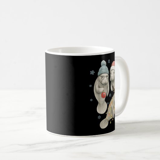 Manatee Christmas Manatee Santa Reindeer Lights Wo Kaffeetasse (VorderseiteRechts)