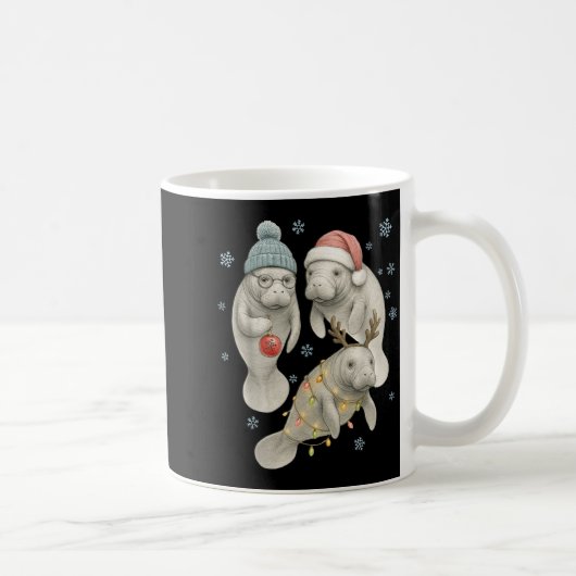 Manatee Christmas Manatee Santa Reindeer Lights Wo Kaffeetasse (Rechts)