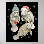 Manatee Christmas Manatee Santa Reindeer Lights Wo Poster (Vorne)
