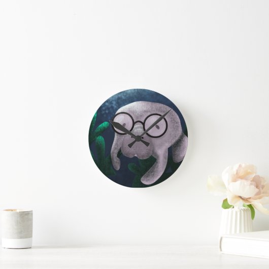 Manatee Clock Runde Wanduhr (Zuhause)