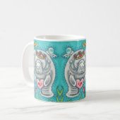 MANATEE CUPID, BUBBLES & HEARS FARBENFARBIGE VALEN KAFFEETASSE (Vorderseite Links)