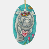 MANATEE CUPID, BUBBLES & HEARS FARBENFARBIGE VALEN KERAMIK ORNAMENT (Rechts)
