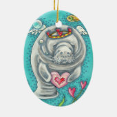 MANATEE CUPID, BUBBLES & HEARS FARBENFARBIGE VALEN KERAMIK ORNAMENT (Hinten)