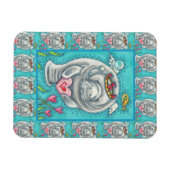 MANATEE CUPID, BUBBLES & HEARS FARBENFARBIGE VALEN MAGNET (Horizontal)