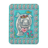 MANATEE CUPID, BUBBLES & HEARS FARBENFARBIGE VALEN MAGNET (Vertikal)