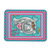 MANATEE CUPID, BUBBLES & HEARS FARBENFARBIGE VALEN MAGNET (Horizontal)