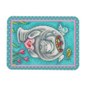 MANATEE CUPID, BUBBLES & HEARS FARBENFARBIGE VALEN MAGNET (Horizontal)