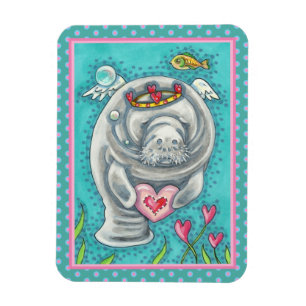 MANATEE CUPID, BUBBLES & HEARS FARBENFARBIGE VALEN MAGNET