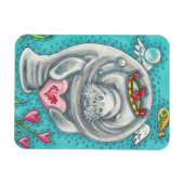 MANATEE CUPID, BUBBLES & HEARS FARBENFARBIGE VALEN MAGNET (Horizontal)