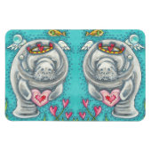 MANATEE CUPID, BUBBLES & HEARS FARBENFARBIGE VALEN MAGNET (Horizontal)