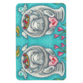 MANATEE CUPID, BUBBLES & HEARS FARBENFARBIGE VALEN MAGNET (Vertikal)
