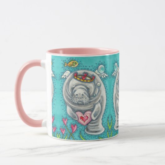 MANATEE CUPID, BUBBLES & HEARS FARBENFARBIGE VALEN TASSE (Links)