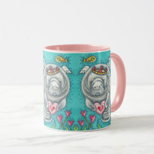 MANATEE CUPID, BUBBLES & HEARS FARBENFARBIGE VALEN TASSE