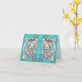 MANATEE CUPID, BUBBLES & HEARS FARBFARBIGE Leere Karte (Gelbe Blume)