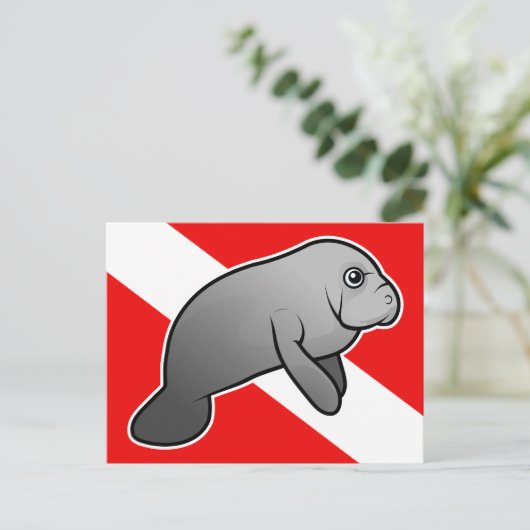 Manatee Dive Flag Postkarte (Stehend Vorderseite)