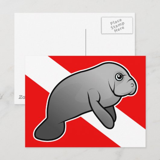 Manatee Dive Flag Postkarte (Vorne/Hinten)