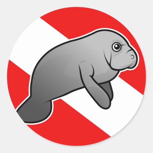 Manatee Dive Flag Runder Aufkleber (Vorderseite)
