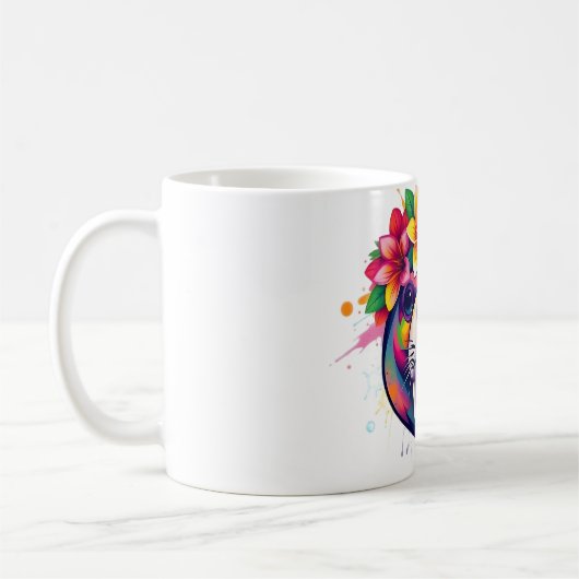 Manatee Dream: Tropische Blume Kronen T-Shirt Kaffeetasse (Links)