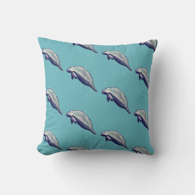 Manatee Florida Animal Pattern Throw Kissen (Vorderseite)