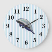 Manatee Florida Wildlife Blue Strip Große Wanduhr (Vorderseite)