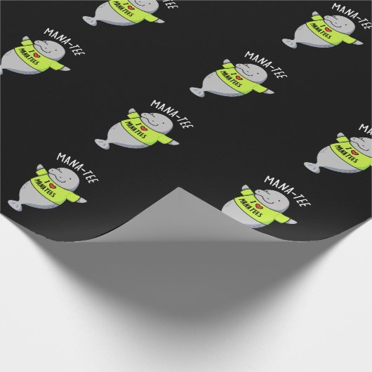 Manatee Funny Animal Pun Dark BG Geschenkpapier (Ecke)