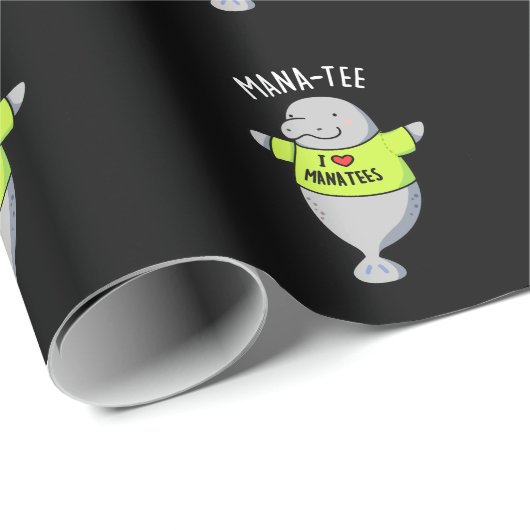 Manatee Funny Animal Pun Dark BG Geschenkpapier (Rolleneckpunkt)