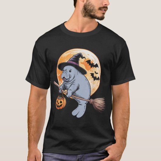 Manatee Hexe Hat Pumpkin Halloween Kostüm Männer T-Shirt (Vorderseite)