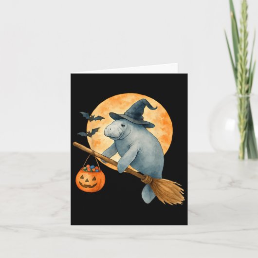 Manatee Hexe Hat Pumpkin Halloween Kostüm Men Wo Karte (Vorderseite)