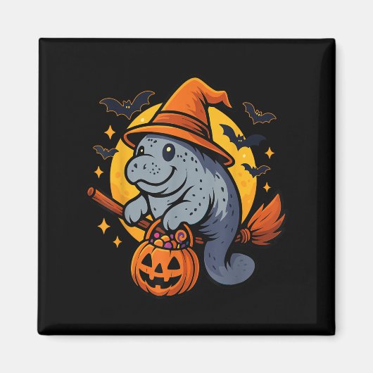 Manatee Hexenhut Kürbis Halloween Soky Saison Magnet (Vorne)