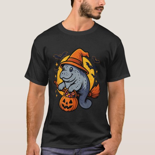 Manatee Hexenhut Kürbis Halloween Soky Saison  T-Shirt (Vorderseite)