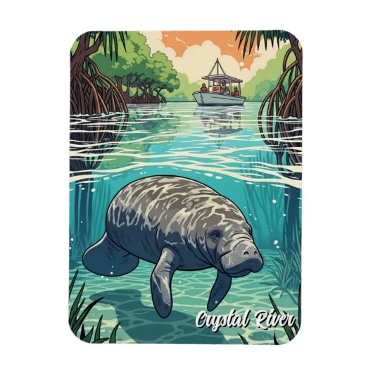 Manatee in Crystal River Florida Magnet (Vertikal)