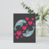 Manatee in Liebe Romantische Valentinstag Tiere Postkarte (Stehend Vorderseite)