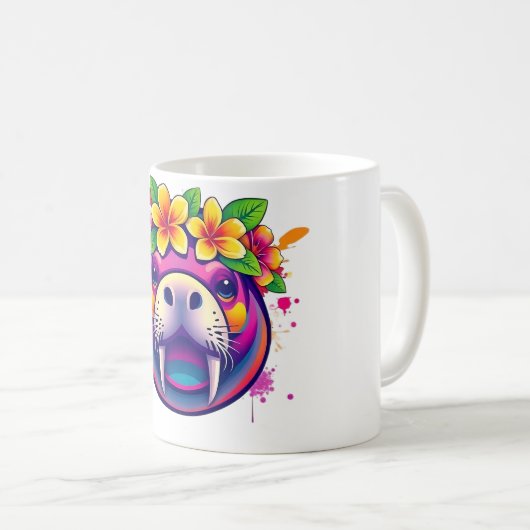 Manatee Majesty: T-Shirt der Blumenkronen Kaffeetasse (VorderseiteRechts)