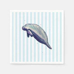 Manatee-Malerei Spritzende blaue Streifen Serviette