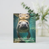 Manatee Marvel: Anpassbarer Manatee Feiertagspostkarte (Stehend Vorderseite)