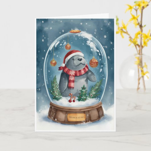 Manatee Merry Christmas Karte (Gelbe Blume)