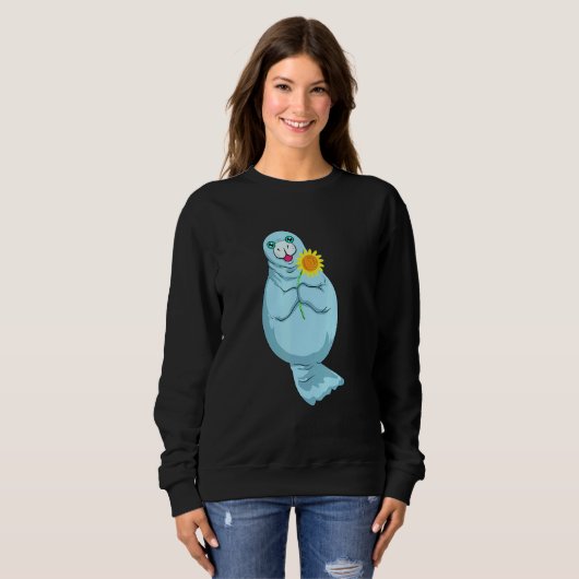 Manatee mit Sonnenblume Sweatshirt (Vorne ganz)