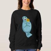 Manatee mit Sonnenblume Sweatshirt (Vorderseite)