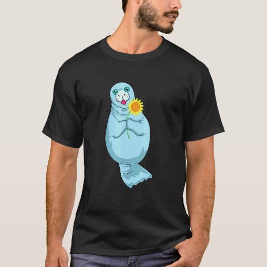 Manatee mit Sonnenblume T-Shirt (Vorderseite)